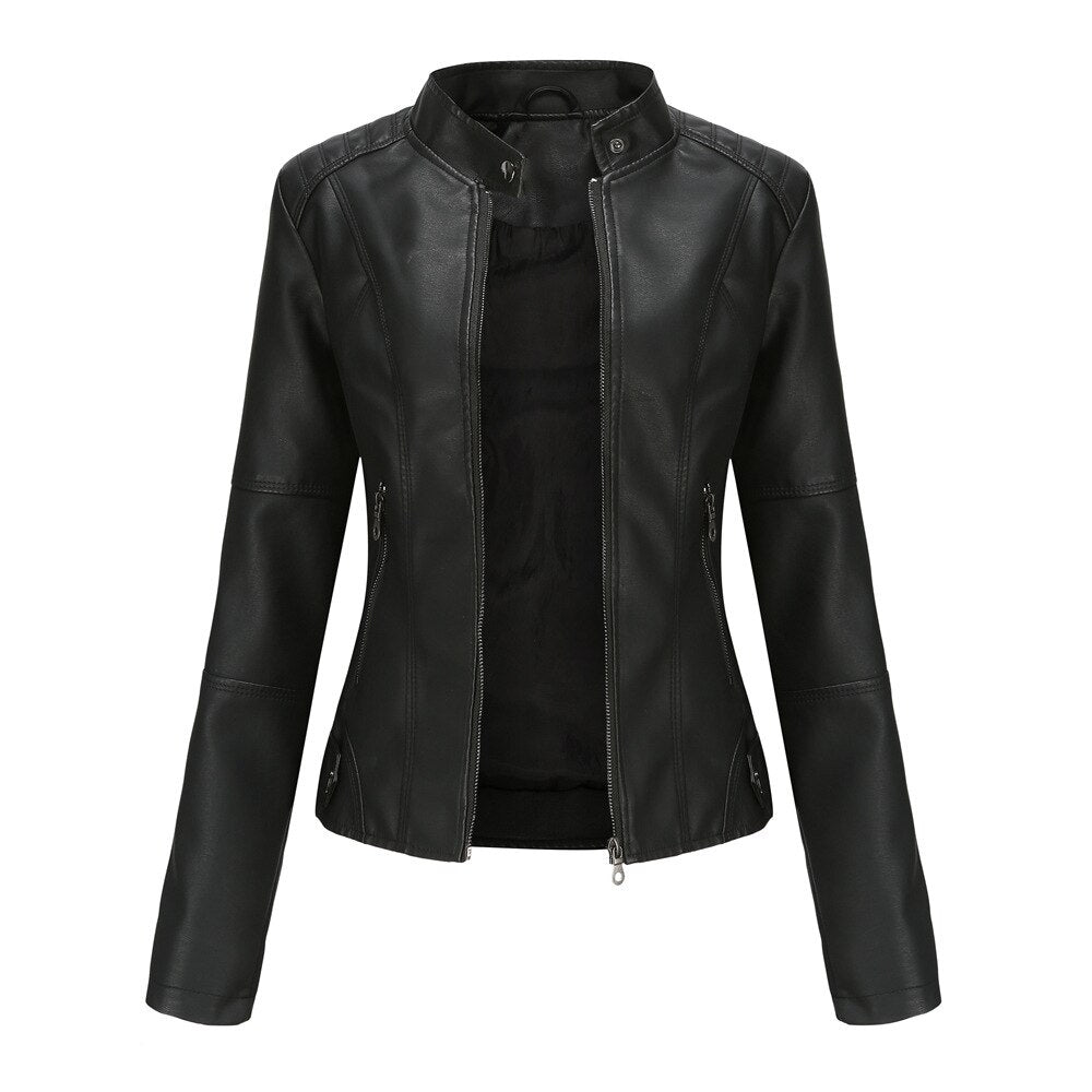Leather Jacket Woman | Slim Fit Moto Style | Casual Outerwear | Modern Streetwear Look