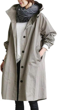 Women’s Long Trench Coat | Hooded Lightweight Jacket | Stylish Transitional Outerwear | Casual Elegant Look