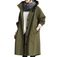 Women’s Long Trench Coat | Hooded Lightweight Jacket | Stylish Transitional Outerwear | Casual Elegant Look