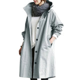 Women’s Long Trench Coat | Hooded Lightweight Jacket | Stylish Transitional Outerwear | Casual Elegant Look