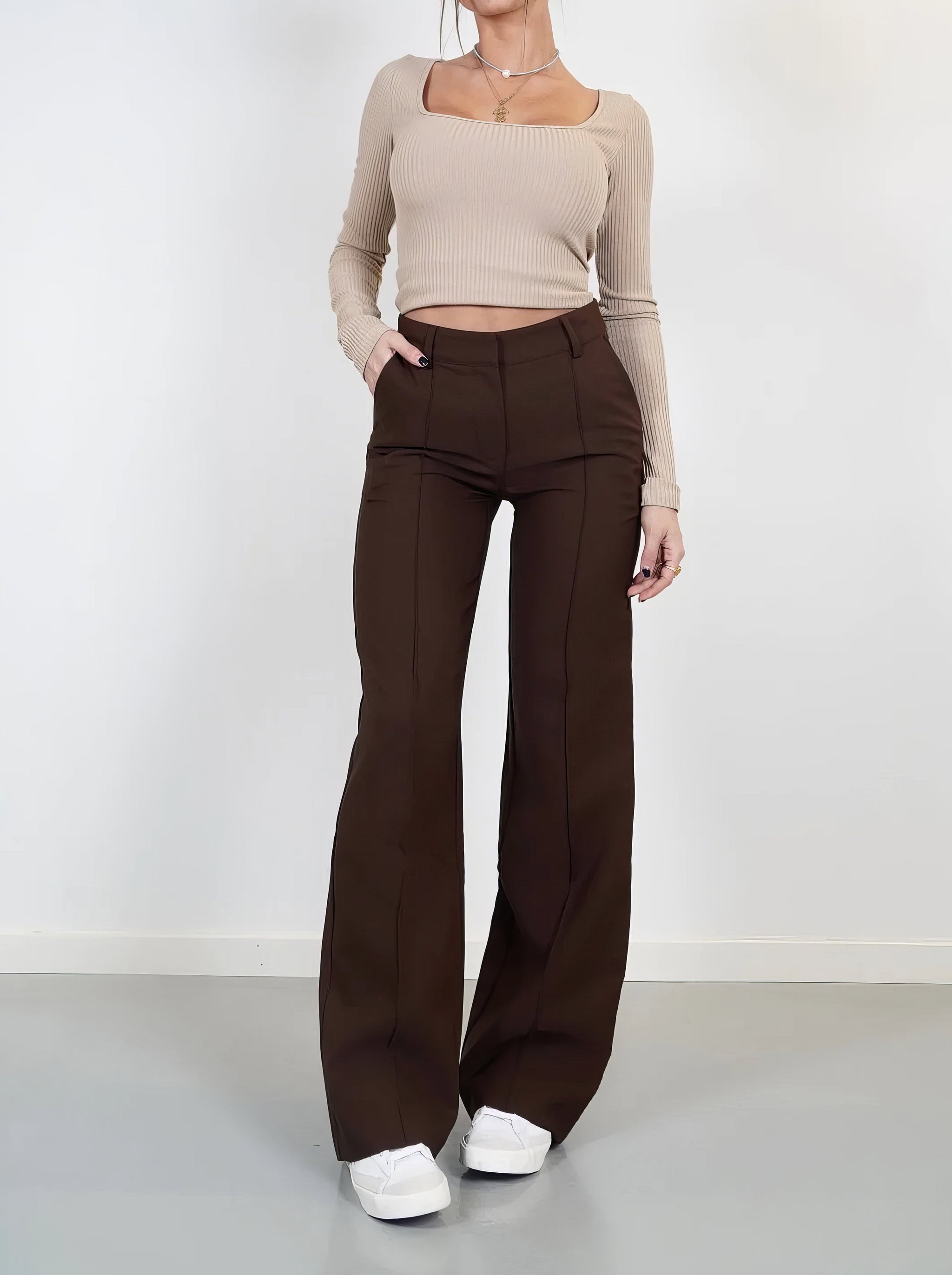 High Waist Wide Leg Trousers | Tailored Fit | Office & Casual Wear