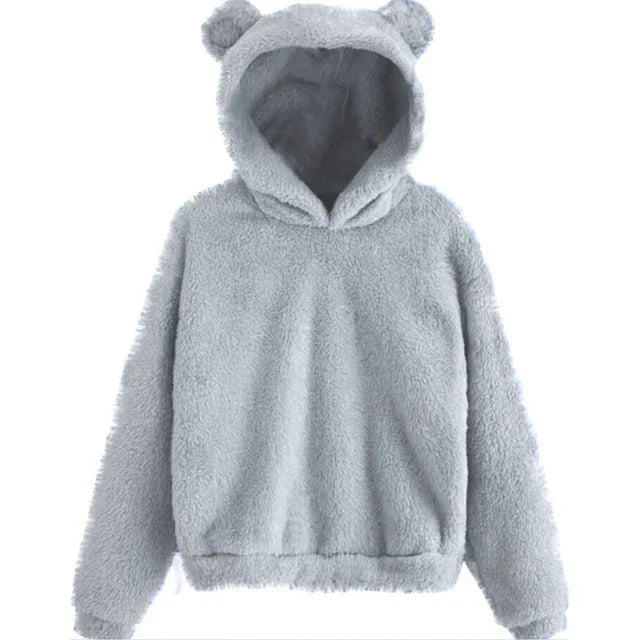 Women’s Fluffy Winter Hoodie with Ears | Cozy Ladies Fleece Jacket