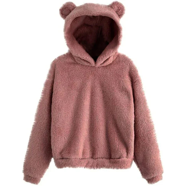 Women’s Fluffy Winter Hoodie with Ears | Cozy Ladies Fleece Jacket