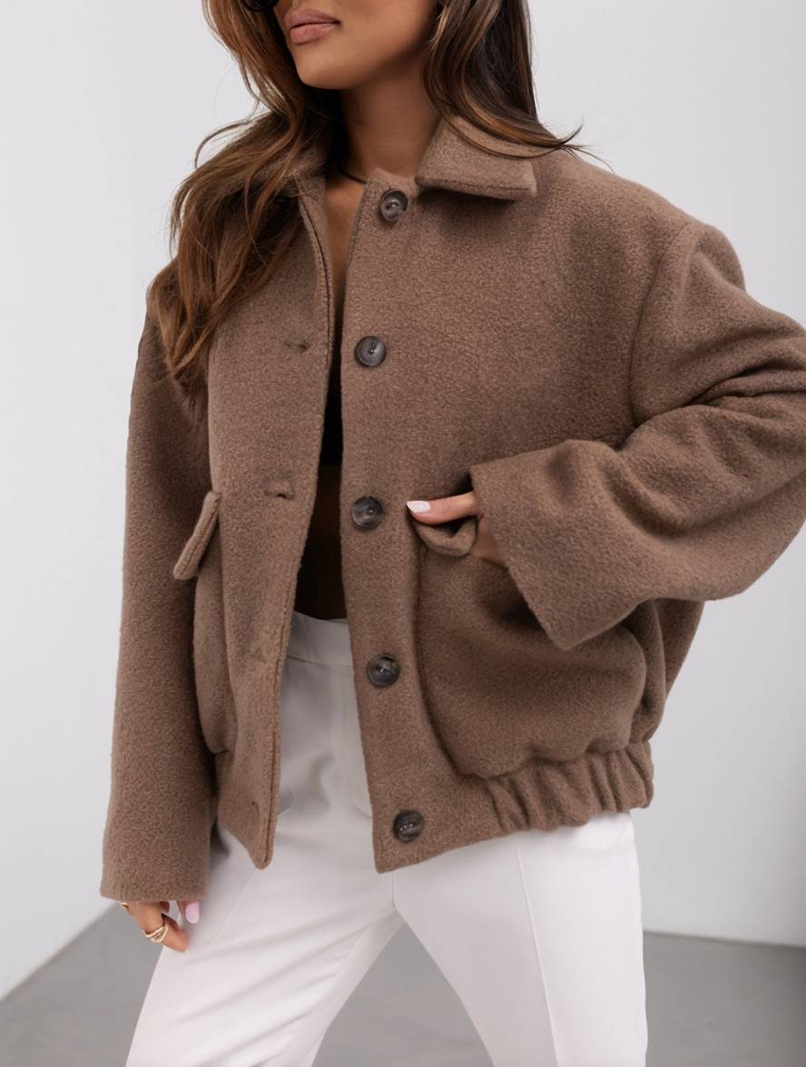 Women’s Casual Winter Coat with Lapel Collar | Warm Ladies Jacket