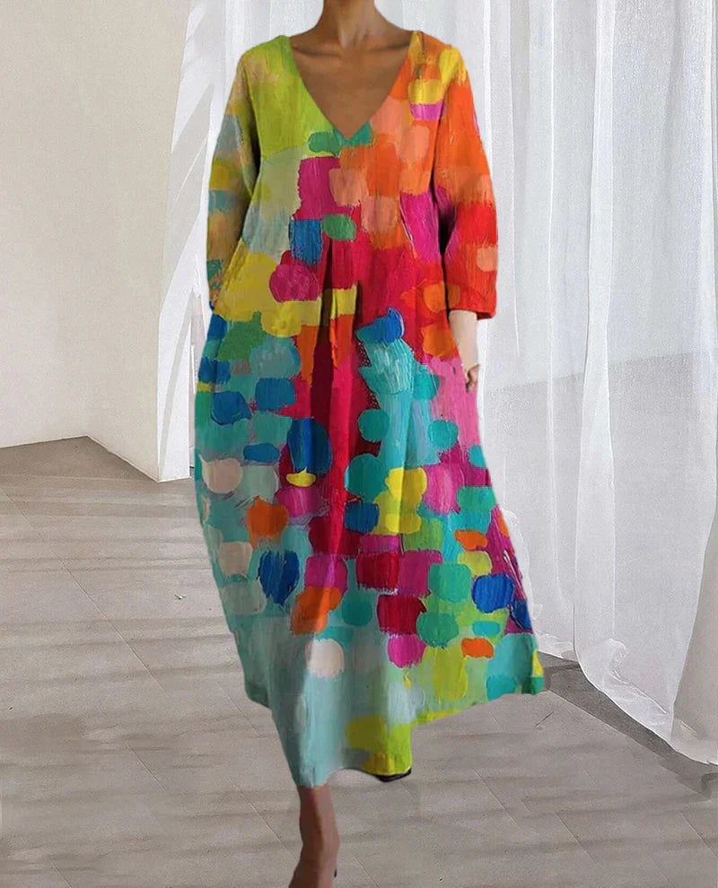 Colourful Printed Summer Dress | Relaxed Fit | Midi Length