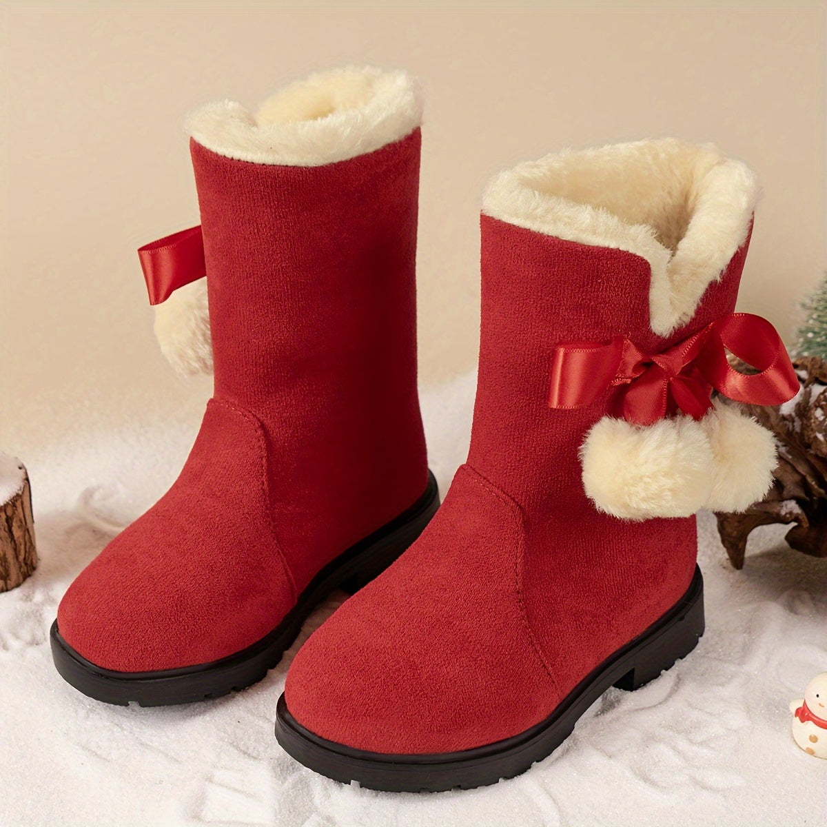 Women’s Winter Boots with Fleece Lining and Bow Detail | Warm Ladies Snow Boots
