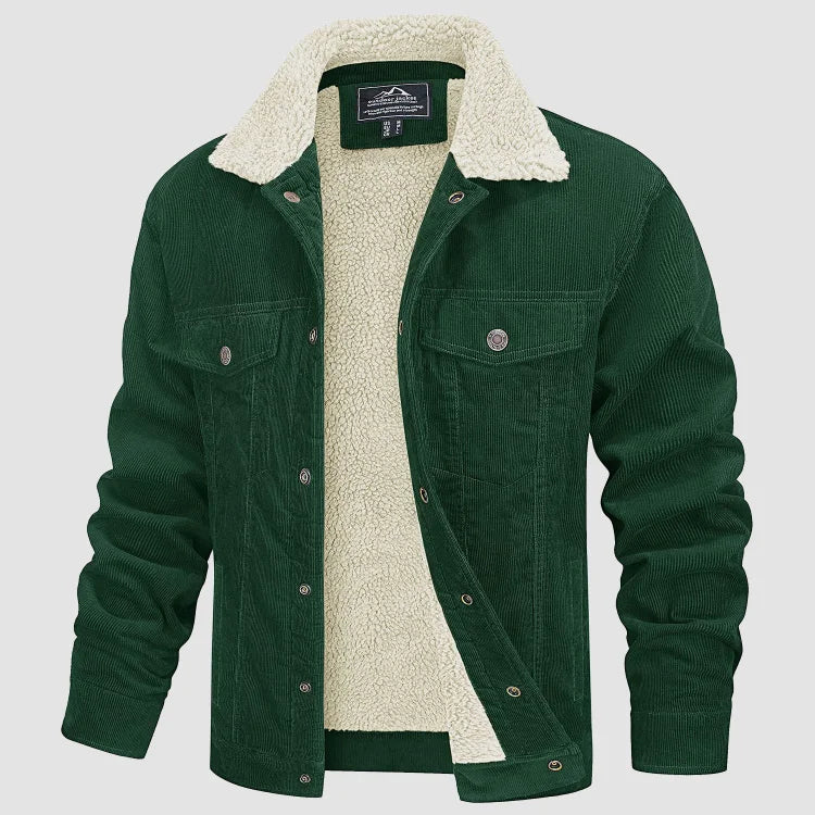 Men’s Corduroy Jacket | Button-Up Front | Warm Sherpa Lining | Casual Autumn Outerwear
