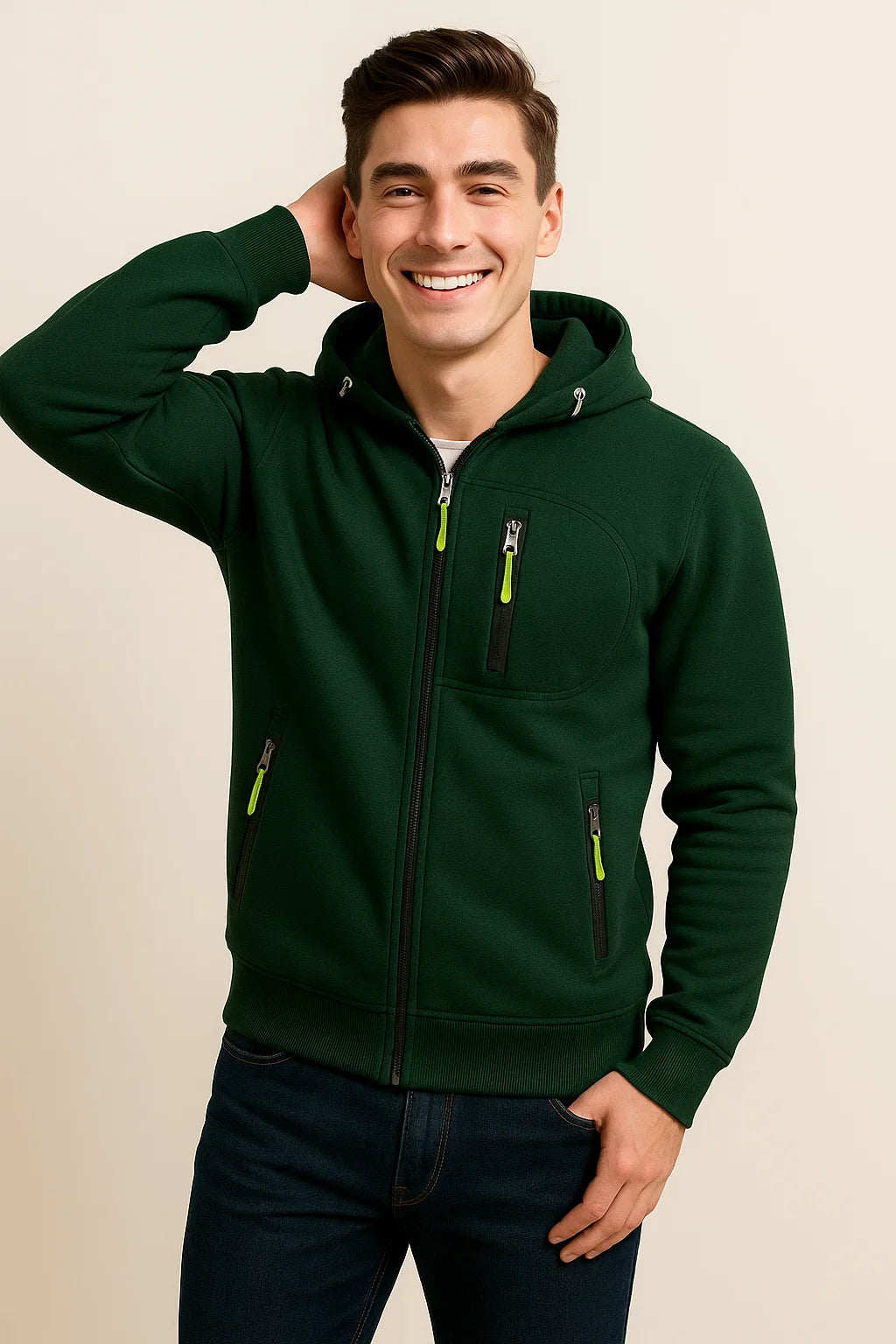 Men’s Zip-Up Hoodie in Tailored Fit Style | Casual Everyday Sweatshirt
