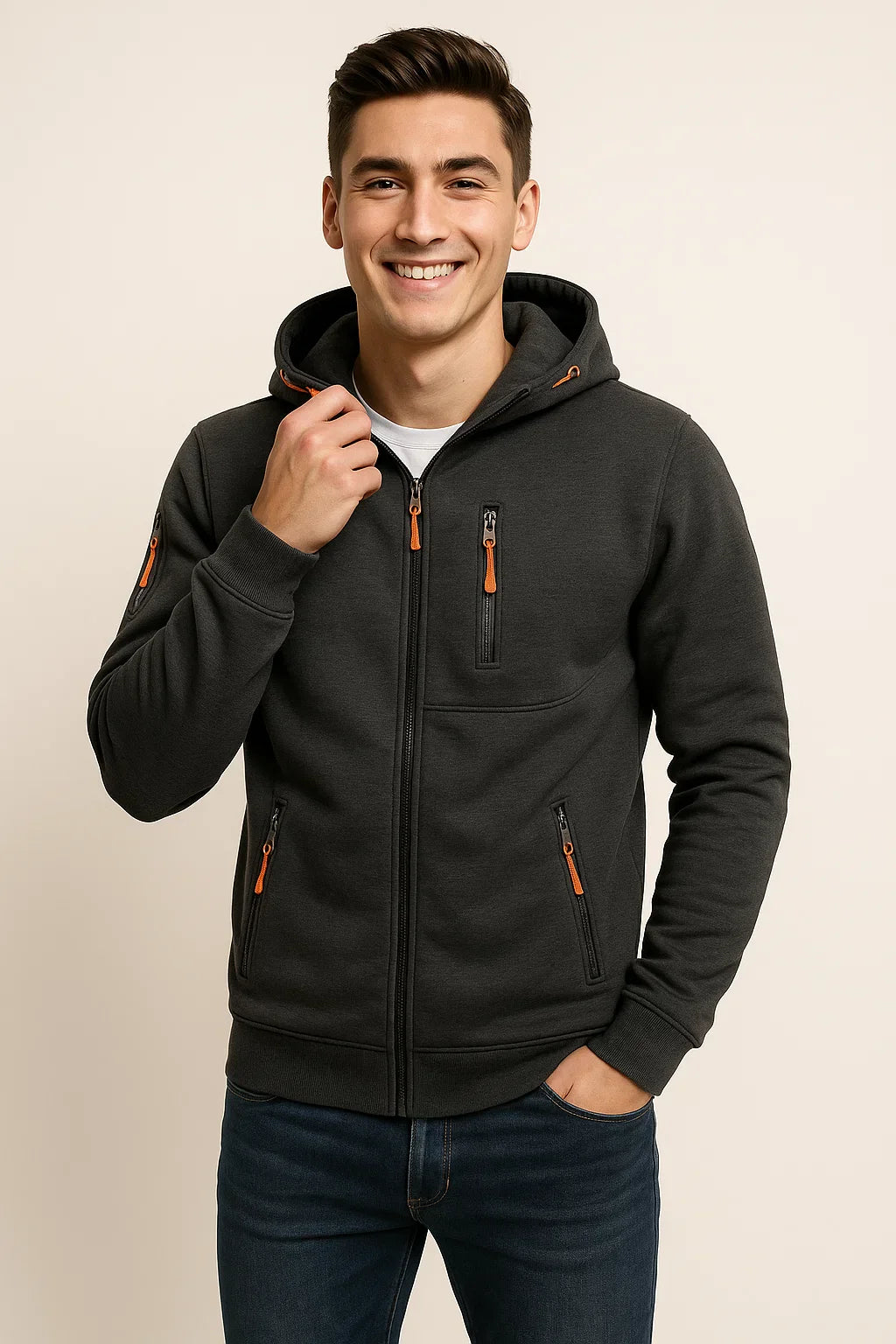 Men’s Zip-Up Hoodie in Tailored Fit Style | Casual Everyday Sweatshirt