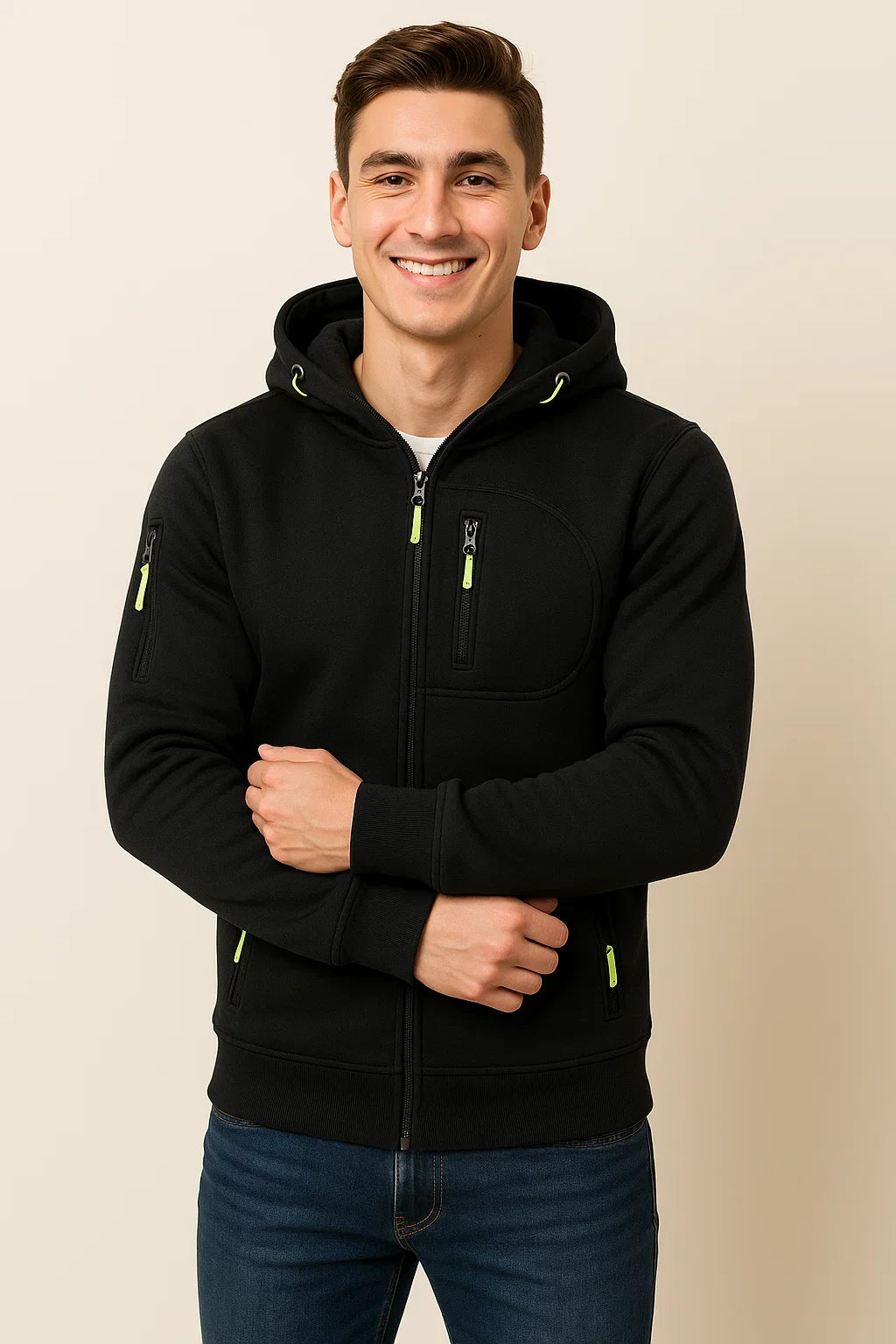 Men’s Zip-Up Hoodie in Tailored Fit Style | Casual Everyday Sweatshirt