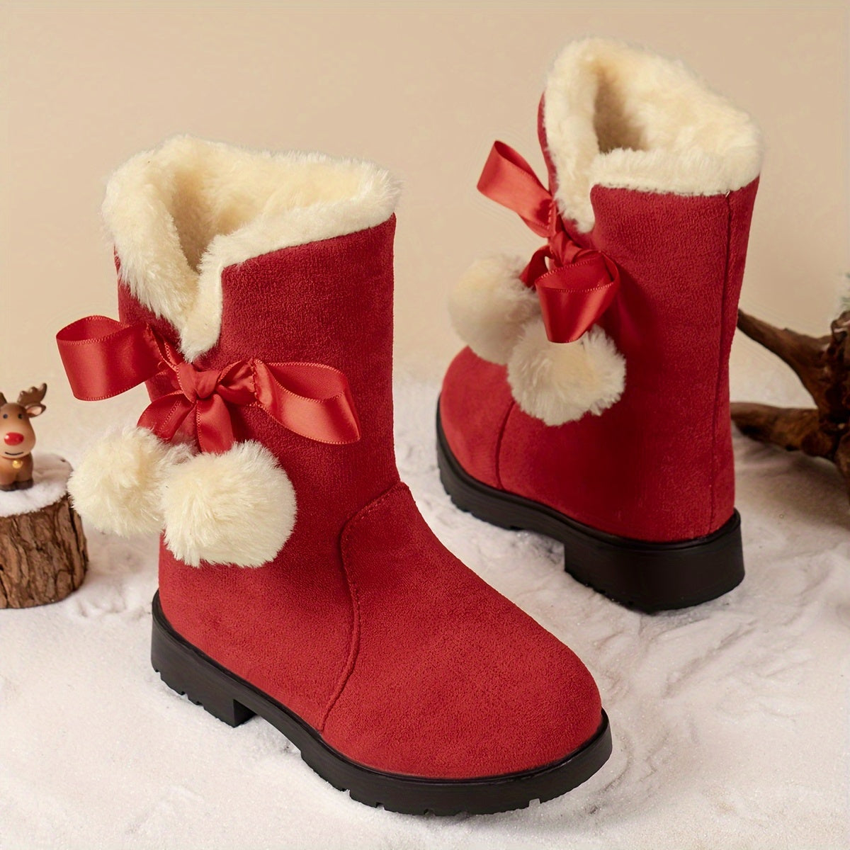 Women’s Winter Boots with Fleece Lining and Bow Detail | Warm Ladies Snow Boots