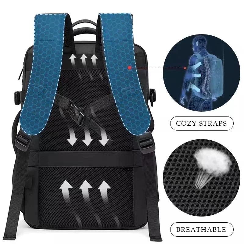 Expandable Travel Backpack | Waterproof PVC Material | USB Charging Port | Carry-On Friendly