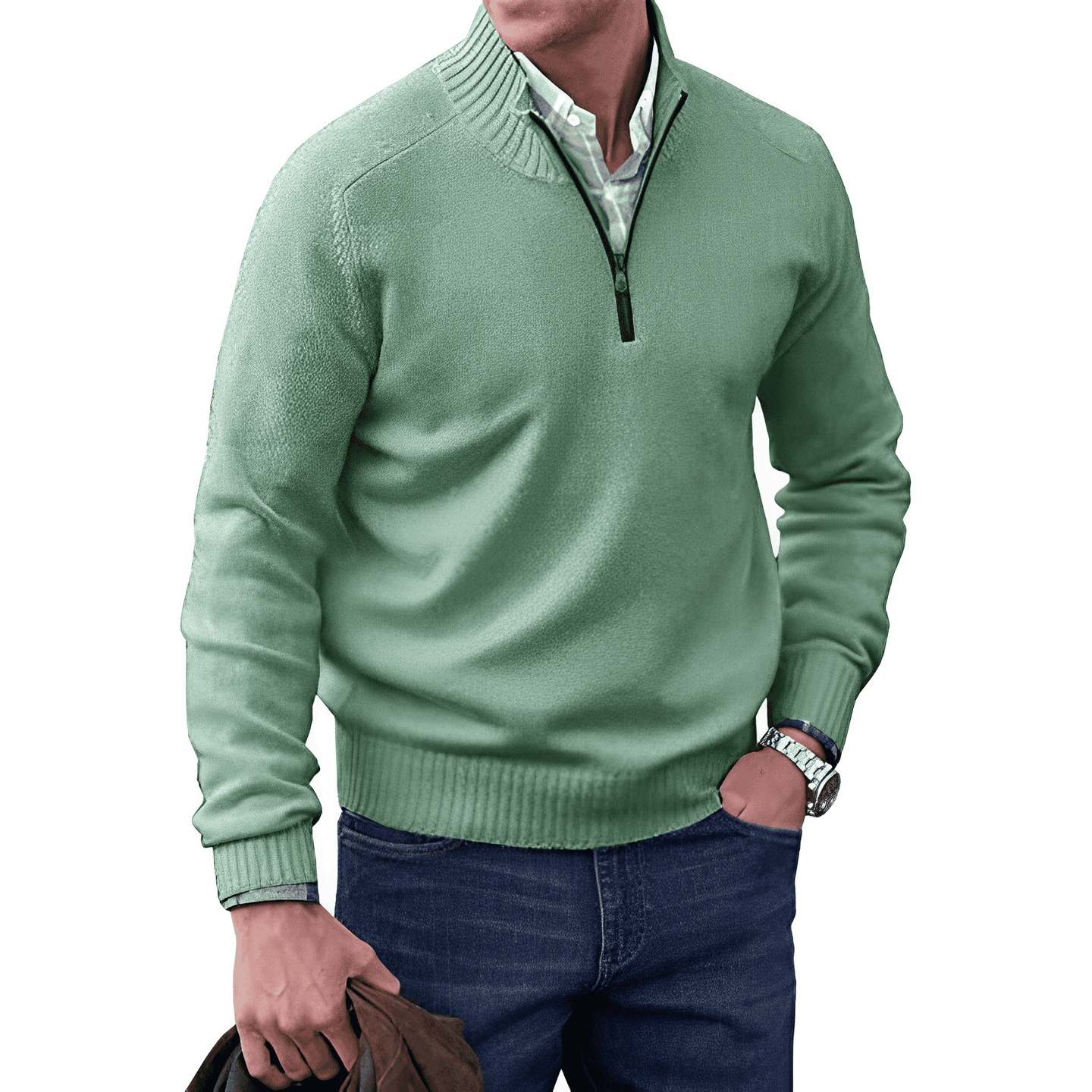 Men’s Quarter Zip Sweater in Classic Knitwear Style | Warm Winter Jumper
