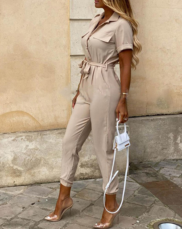 Belted Summer Jumpsuit | Short Sleeve | Lightweight One-Piece for Women