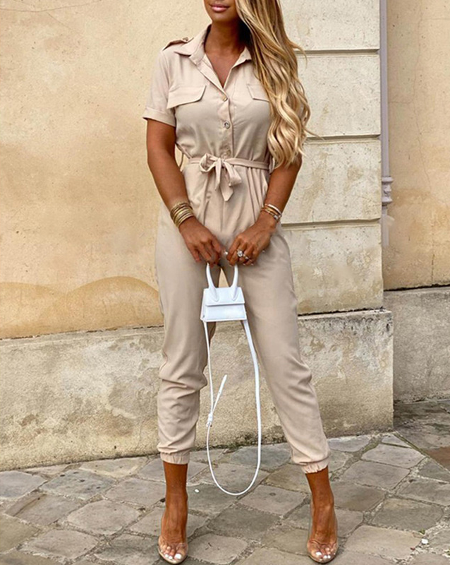Belted Summer Jumpsuit | Short Sleeve | Lightweight One-Piece for Women