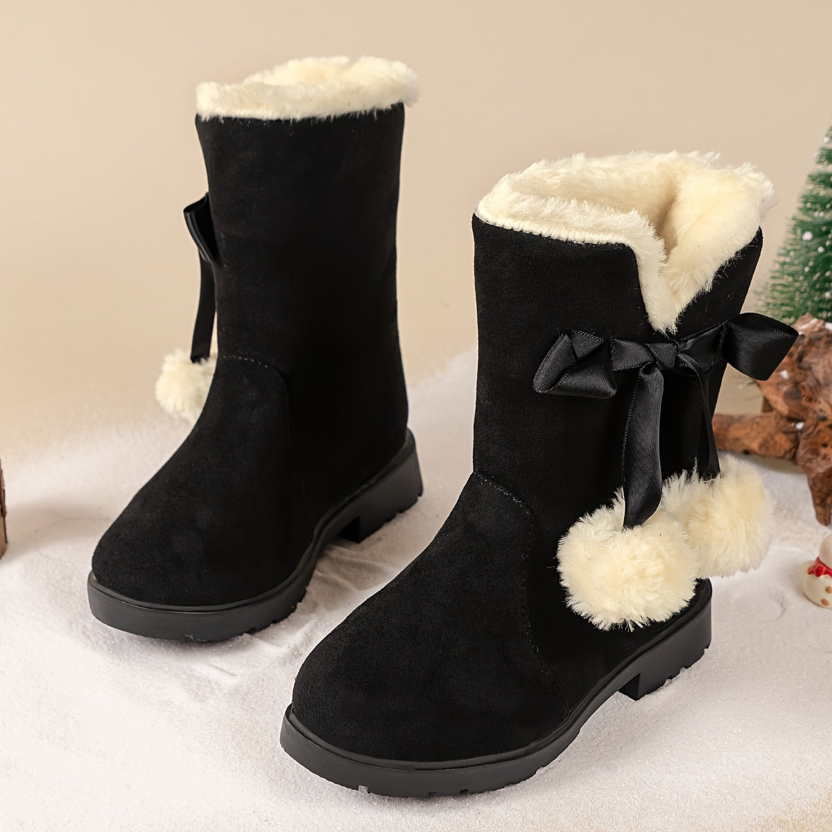 Women’s Winter Boots with Fleece Lining and Bow Detail | Warm Ladies Snow Boots