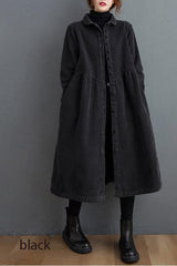Women’s Corduroy Winter Coat in Long Overcoat Style | Warm Ladies Jacket for Autumn