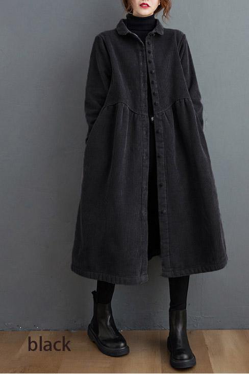 Women’s Corduroy Winter Coat in Long Overcoat Style | Warm Ladies Jacket for Autumn