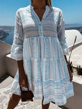 Women’s Boho Ruffle Dress with Flared Sleeves | Summer Occasion Dress