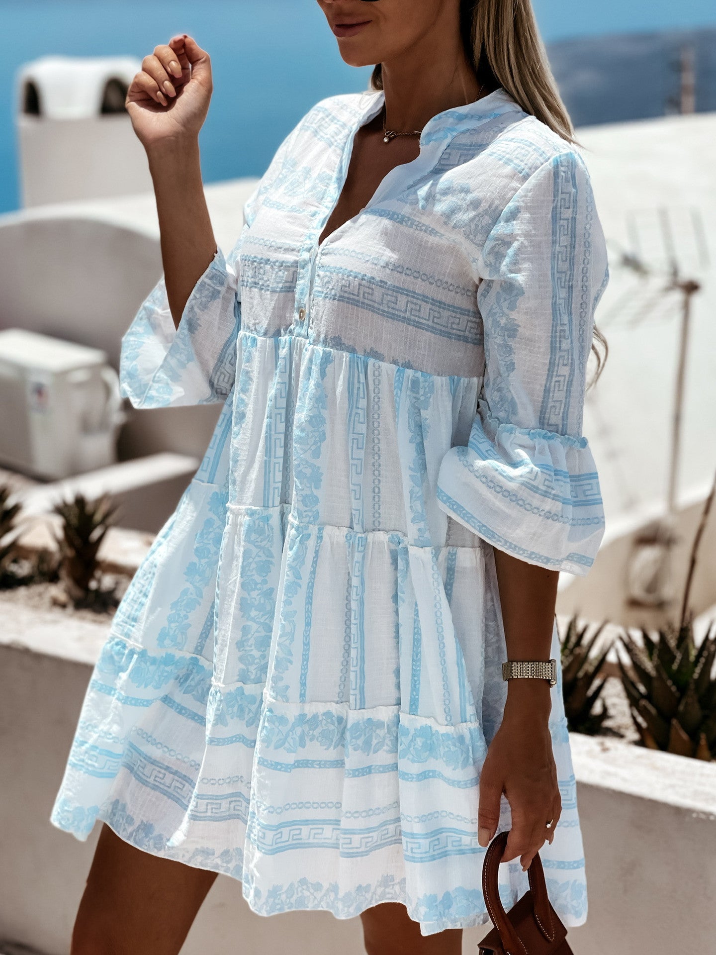 Women’s Boho Ruffle Dress with Flared Sleeves | Summer Occasion Dress