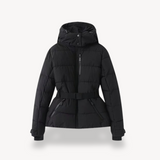 Women’s Puffer Jacket | Belted Hooded Coat | Water-Resistant Winter Outerwear | Insulated Warmth