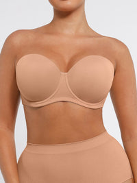 Wholesale Strapless Non-slip Gathering Bust Support Underwire 1/2 Cup Bra