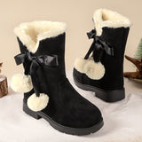 Women’s Winter Boots with Fleece Lining and Bow Detail | Warm Ladies Snow Boots