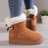Plush Bow Knot Winter Boots | Stylish Warmth | Non-Slip Comfort