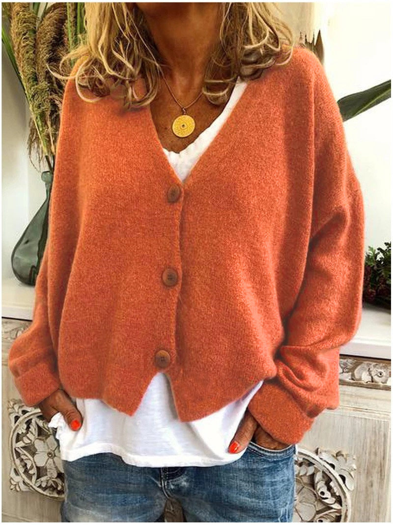 Women’s V-Neck Button Cardigan | Relaxed Fit | Soft Knit Layer | Autumn Ready