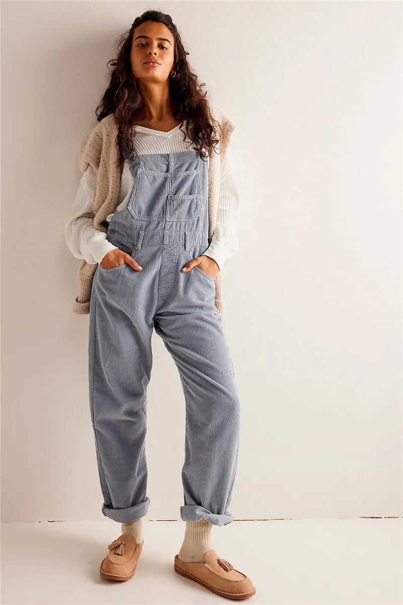 Vintage Denim Dungarees | Adjustable Straps | Casual Jumpsuit for Women