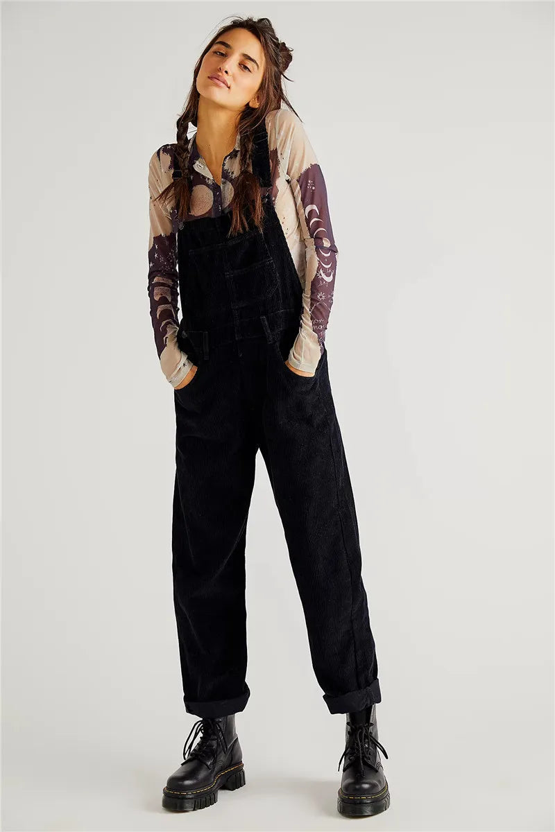 Vintage Denim Dungarees | Adjustable Straps | Casual Jumpsuit for Women