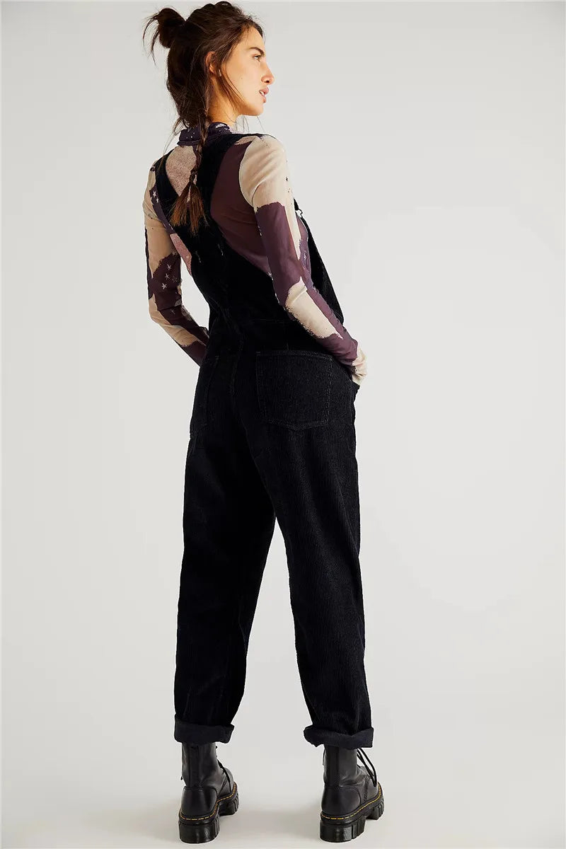 Vintage Denim Dungarees | Adjustable Straps | Casual Jumpsuit for Women