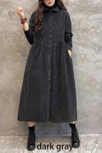 Women’s Corduroy Winter Coat in Long Overcoat Style | Warm Ladies Jacket for Autumn