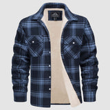 Men’s Fleece Lined Plaid Jacket in Cotton Shirt Style | Warm Winter Casual Coat