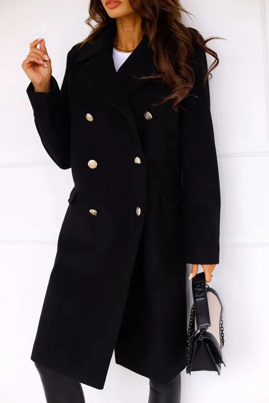 Women’s Double-Breasted Coat | Tailored Longline Fit | Elegant Winter Layer