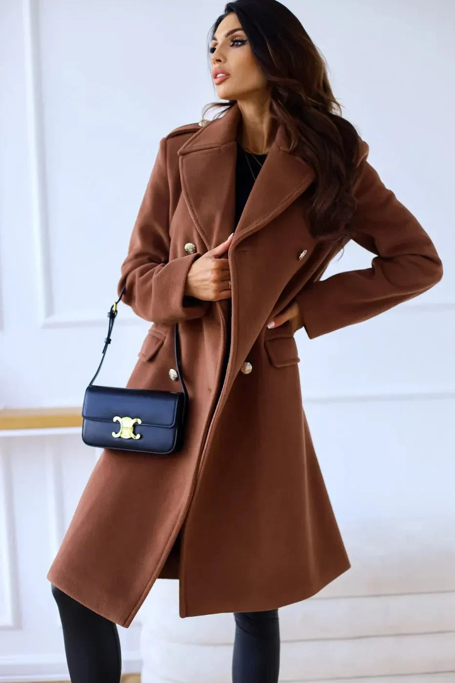 Women’s Double-Breasted Coat | Tailored Longline Fit | Elegant Winter Layer