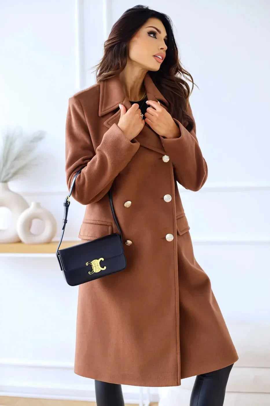 Women’s Double-Breasted Coat | Tailored Longline Fit | Elegant Winter Layer