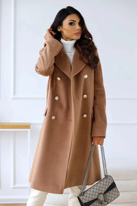 Women’s Double-Breasted Coat | Tailored Longline Fit | Elegant Winter Layer