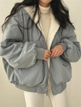 Women’s Double-Sided Coat with Fur Trim Hood | Versatile Winter Jacket