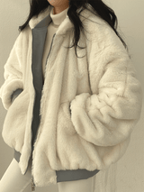 Women’s Double-Sided Coat with Fur Trim Hood | Versatile Winter Jacket