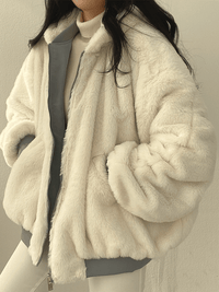Women’s Double-Sided Coat with Fur Trim Hood | Versatile Winter Jacket