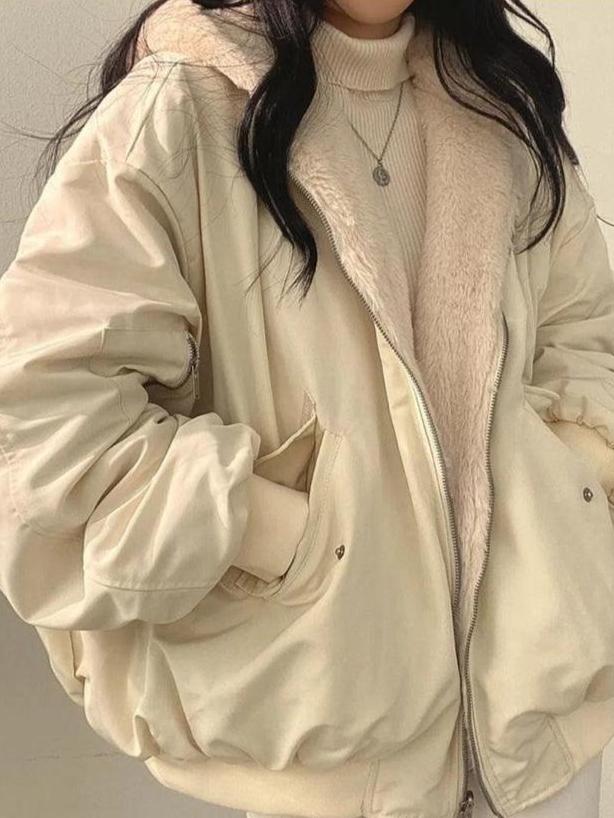 Women’s Double-Sided Coat with Fur Trim Hood | Versatile Winter Jacket