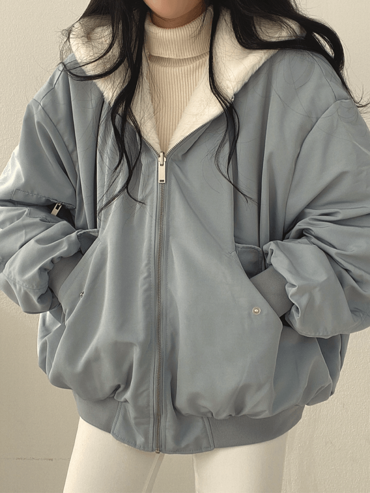 Women’s Double-Sided Coat with Fur Trim Hood | Versatile Winter Jacket