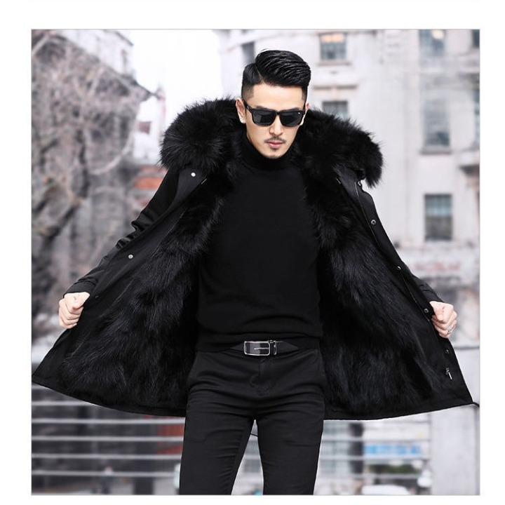 Men’s Long Winter Coat with Fleece Collar | Warm Waterproof Jacket