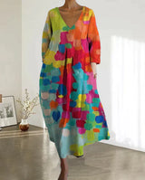 Women’s Colourful Printed Summer Midi Dress in Relaxed Fit | Wedding Guest & Party Dress