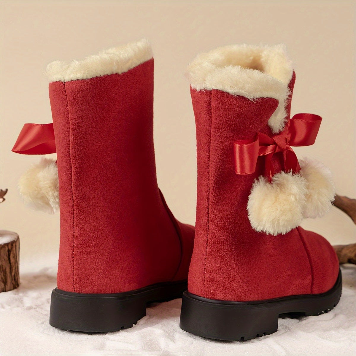 Women’s Winter Boots with Fleece Lining and Bow Detail | Warm Ladies Snow Boots