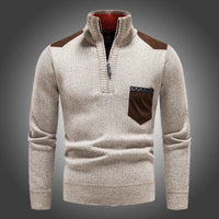Men’s Zip Up Sweater in Thermal Winter Style | Warm Quarter Zip Jumper