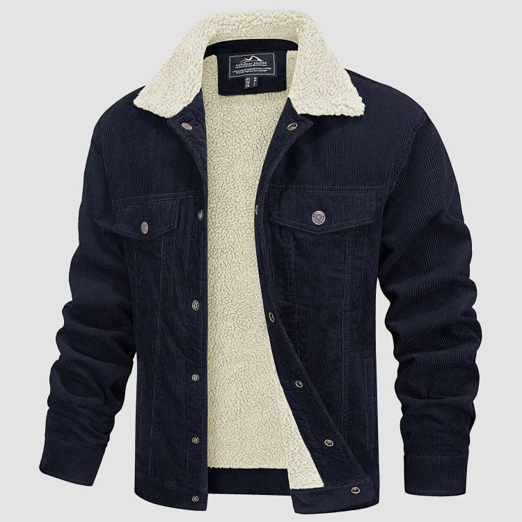 Men’s Corduroy Jacket | Button-Up Front | Warm Sherpa Lining | Casual Autumn Outerwear