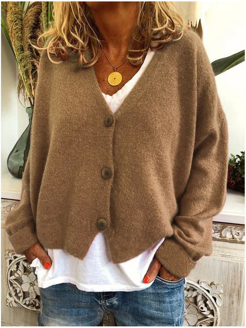 Women’s V-Neck Button Cardigan | Relaxed Fit | Soft Knit Layer | Autumn Ready