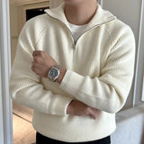 Men’s Quarter Zip Jumper | Ribbed Knit Sweater | Smart Casual Autumn Layer | Long Sleeve Pullover